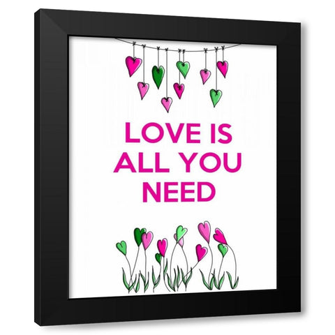 Love is all You Need Black Modern Wood Framed Art Print with Double Matting by Fab Funky
