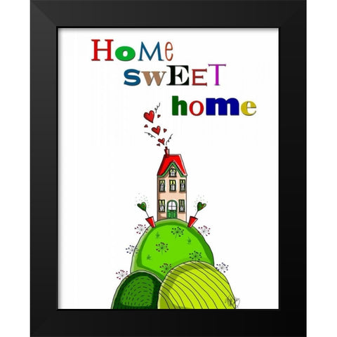 Home Sweet Home Black Modern Wood Framed Art Print by Fab Funky