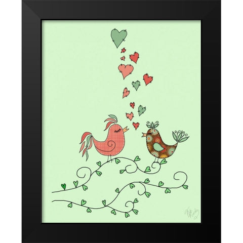 Love Birds Black Modern Wood Framed Art Print by Fab Funky