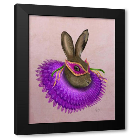 Mardi Gras Hare Black Modern Wood Framed Art Print by Fab Funky