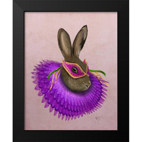 Mardi Gras Hare Black Modern Wood Framed Art Print by Fab Funky
