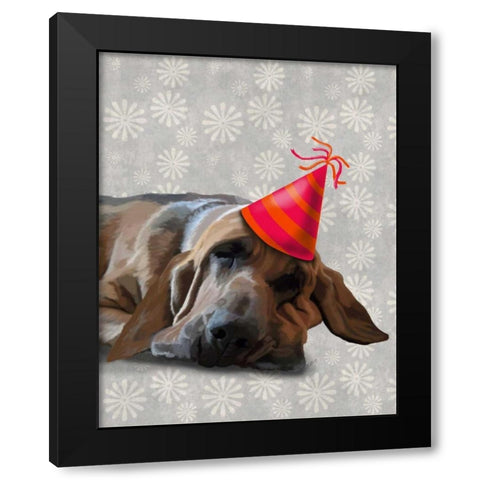 Bloodhound After the Party Black Modern Wood Framed Art Print by Fab Funky