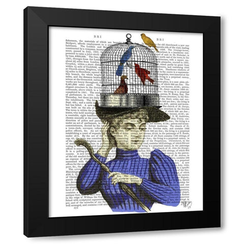 Woman with Birdcage Hat Black Modern Wood Framed Art Print with Double Matting by Fab Funky