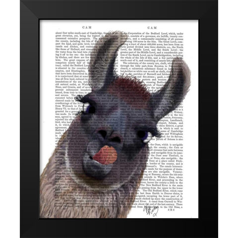 Silly Llama Black Modern Wood Framed Art Print by Fab Funky