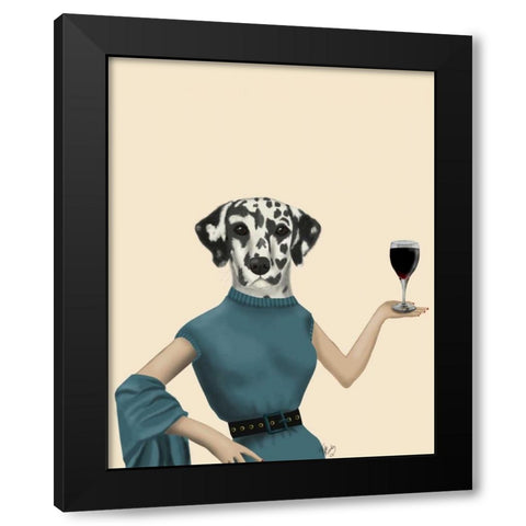 Dalmatian Wine Snob Black Modern Wood Framed Art Print by Fab Funky