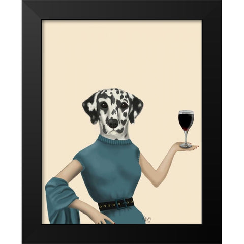 Dalmatian Wine Snob Black Modern Wood Framed Art Print by Fab Funky