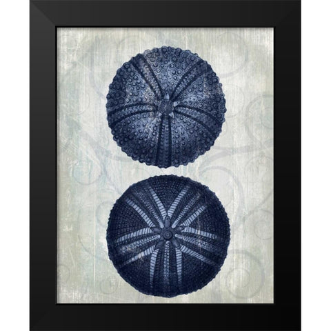 Indigo Blue Sea Urchins a Black Modern Wood Framed Art Print by Fab Funky