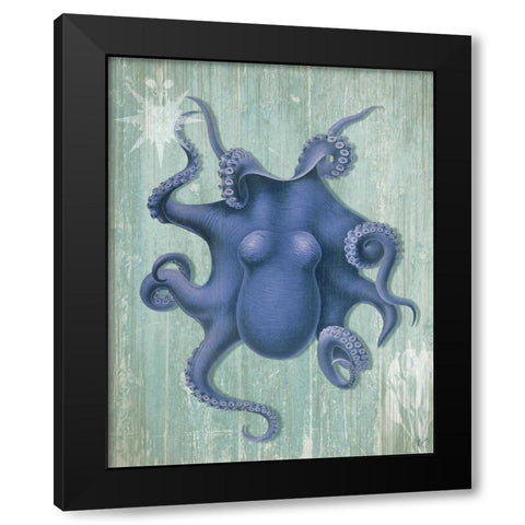 Coastal Life Collection 1 b Black Modern Wood Framed Art Print with Double Matting by Fab Funky