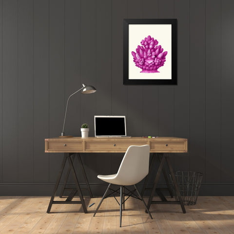 Haeckel Hexacoralla Coral Pink Black Modern Wood Framed Art Print by Fab Funky