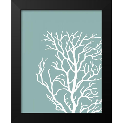 Corals White on Mist Blue Green c Black Modern Wood Framed Art Print by Fab Funky