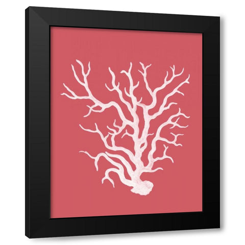Corals White on Coral a Black Modern Wood Framed Art Print by Fab Funky