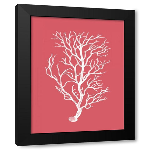 Corals White on Coral b Black Modern Wood Framed Art Print by Fab Funky