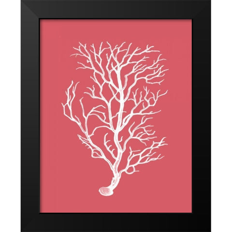 Corals White on Coral b Black Modern Wood Framed Art Print by Fab Funky