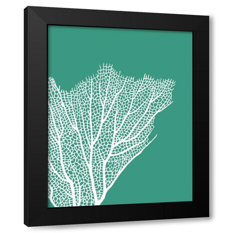 Turquoise Coral Prints c Black Modern Wood Framed Art Print by Fab Funky