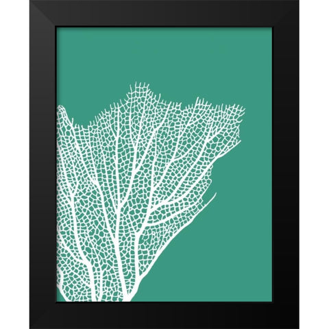 Turquoise Coral Prints c Black Modern Wood Framed Art Print by Fab Funky