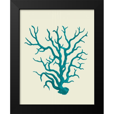 Corals Turquoise On Cream a Black Modern Wood Framed Art Print by Fab Funky