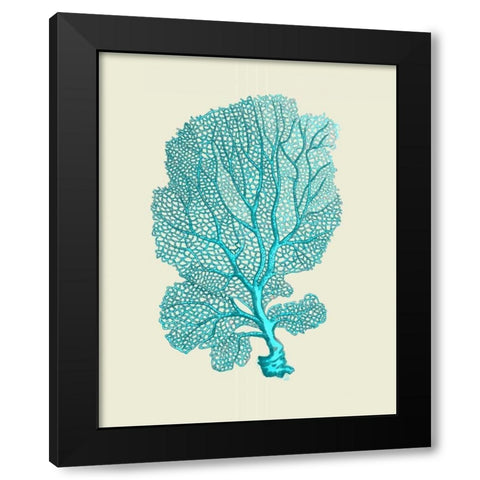 Corals Turquoise On Cream c Black Modern Wood Framed Art Print by Fab Funky