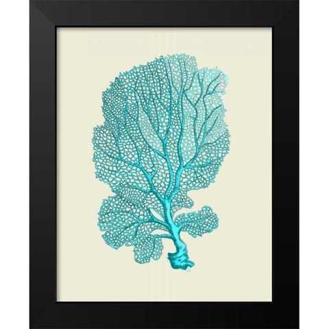 Corals Turquoise On Cream c Black Modern Wood Framed Art Print by Fab Funky