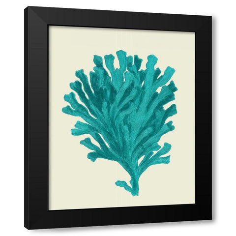 Corals Turquoise On Cream d Black Modern Wood Framed Art Print with Double Matting by Fab Funky