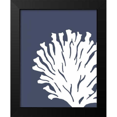 Corals White on Indigo Blue D Black Modern Wood Framed Art Print by Fab Funky