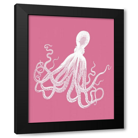 Octopus 1 White on Pink Black Modern Wood Framed Art Print by Fab Funky
