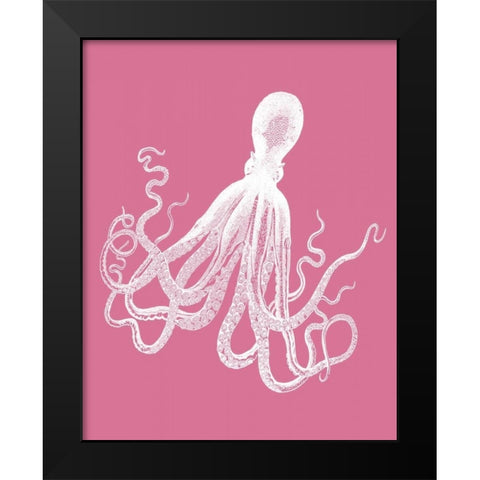 Octopus 1 White on Pink Black Modern Wood Framed Art Print by Fab Funky