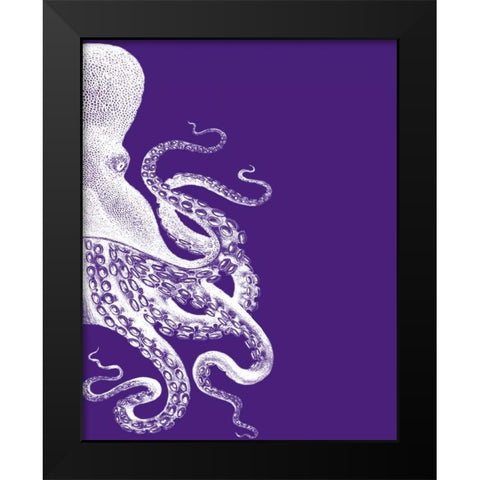 Octopus Purple and Cream b Black Modern Wood Framed Art Print by Fab Funky