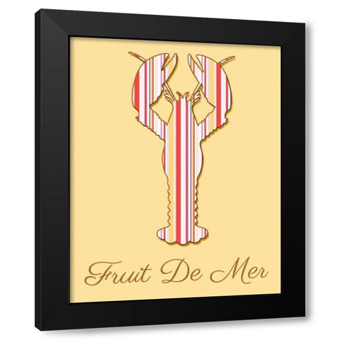 Fruit De Mer Lobster on Lemon Black Modern Wood Framed Art Print by Fab Funky