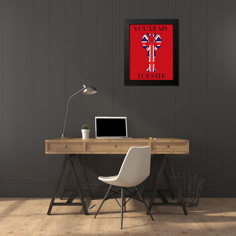 Union Jack Youre My Lobster Black Modern Wood Framed Art Print by Fab Funky