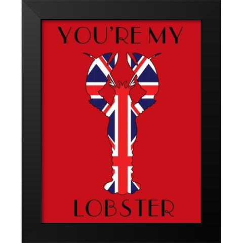 Union Jack Youre My Lobster Black Modern Wood Framed Art Print by Fab Funky