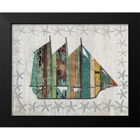Distressed Wood Style Boat 1 Black Modern Wood Framed Art Print by Fab Funky
