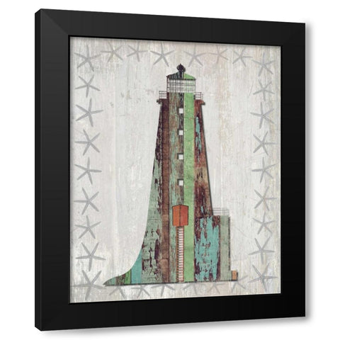 Distressed Wood Style Lighthouse 1 Black Modern Wood Framed Art Print with Double Matting by Fab Funky