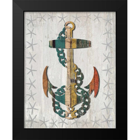 Distressed Wood Style Anchor 1 Black Modern Wood Framed Art Print by Fab Funky