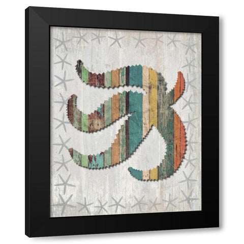 Distressed Wood Style Starfish 2 Black Modern Wood Framed Art Print by Fab Funky