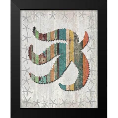 Distressed Wood Style Starfish 2 Black Modern Wood Framed Art Print by Fab Funky