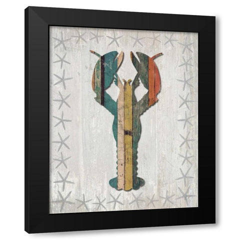 Distressed Wood Style Lobster 1 Black Modern Wood Framed Art Print by Fab Funky