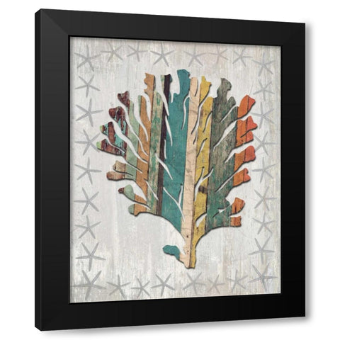 Distressed Wood Style Coral 1 Black Modern Wood Framed Art Print by Fab Funky