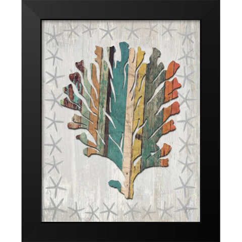 Distressed Wood Style Coral 1 Black Modern Wood Framed Art Print by Fab Funky