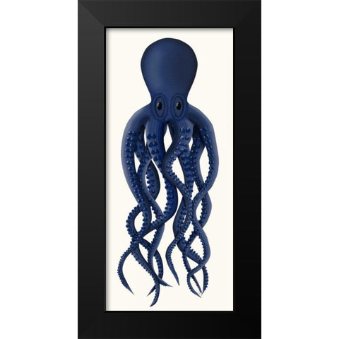 Giant Octopus Blue Black Modern Wood Framed Art Print by Fab Funky
