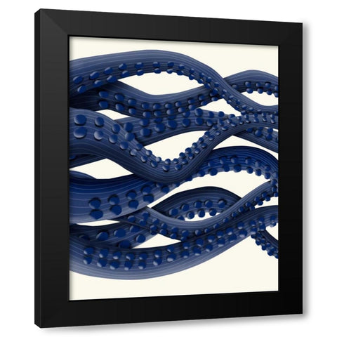 Giant Octopus Blue Triptych b Black Modern Wood Framed Art Print with Double Matting by Fab Funky