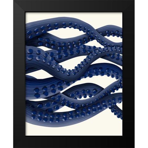 Giant Octopus Blue Triptych b Black Modern Wood Framed Art Print by Fab Funky