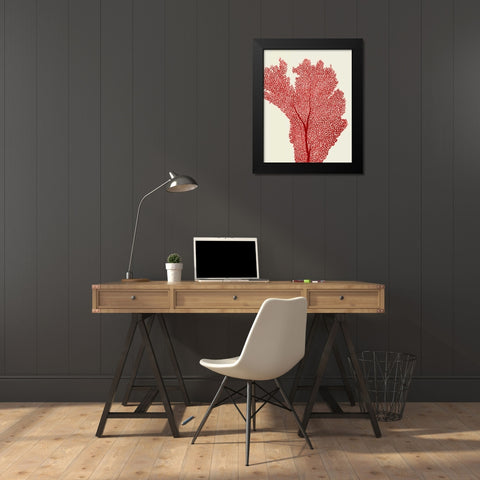 Red Corals 2 e Black Modern Wood Framed Art Print by Fab Funky
