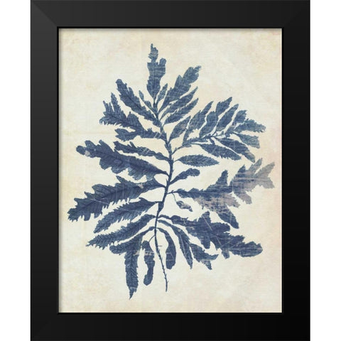 Indigo Blue Seaweed 2 b Black Modern Wood Framed Art Print by Fab Funky
