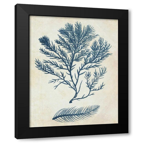 Indigo Blue Seaweed 2 c Black Modern Wood Framed Art Print by Fab Funky
