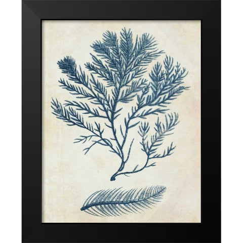 Indigo Blue Seaweed 2 c Black Modern Wood Framed Art Print by Fab Funky