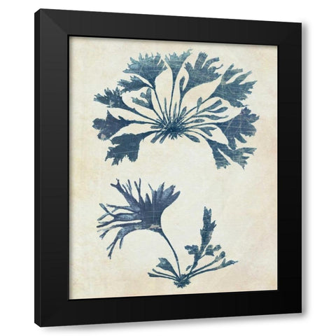 Indigo Blue Seaweed 2 d Black Modern Wood Framed Art Print by Fab Funky