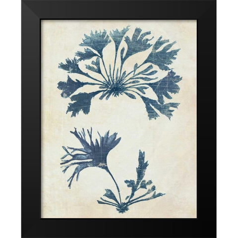 Indigo Blue Seaweed 2 d Black Modern Wood Framed Art Print by Fab Funky