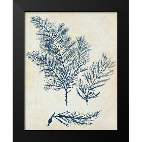 Indigo Blue Seaweed 3 a Black Modern Wood Framed Art Print by Fab Funky