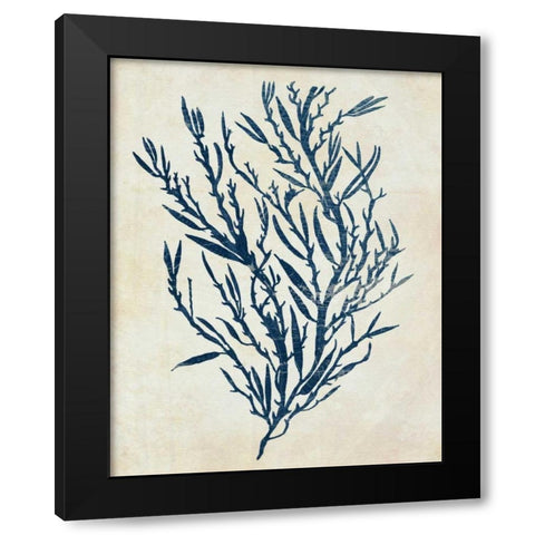 Indigo Blue Seaweed 3 b Black Modern Wood Framed Art Print with Double Matting by Fab Funky