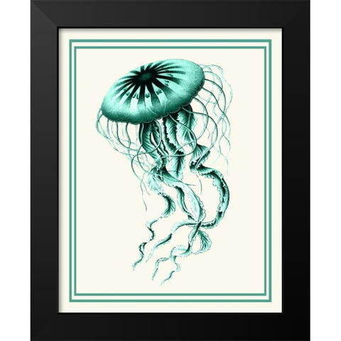 Mixed Nautical Green on Cream c Black Modern Wood Framed Art Print by Fab Funky